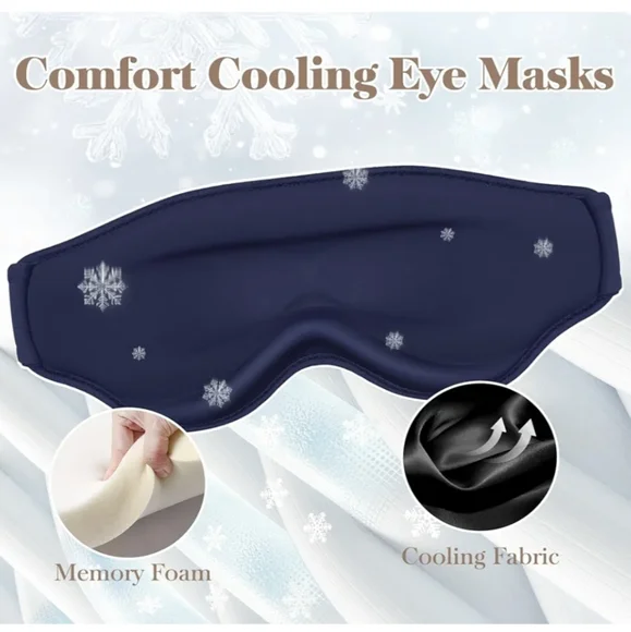 Light Blocking Sleep Mask Cooling 3D Memory Foam Pressure-Free Eye Pocket Black - Picture 3 of 8